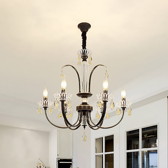 Traditional Metal Black Candle Ceiling Light - 6/8/10 Lights - Living Room Fixture