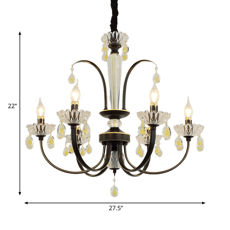 Traditional Metal Black Candle Ceiling Light - 6/8/10 Lights - Living Room Fixture