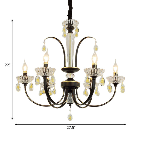 Traditional Metal Black Candle Ceiling Light - 6/8/10 Lights - Living Room Fixture