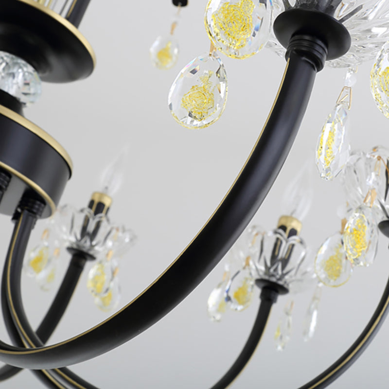 Traditional Metal Black Candle Ceiling Light - 6/8/10 Lights - Living Room Fixture