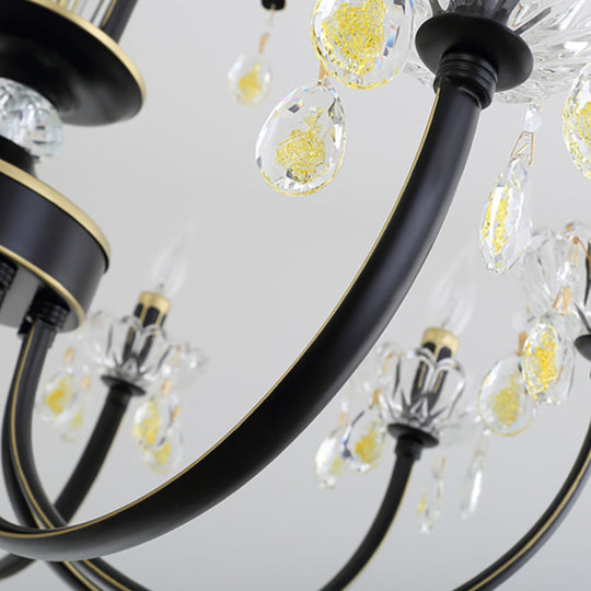 Traditional Metal Black Candle Ceiling Light - 6/8/10 Lights - Living Room Fixture