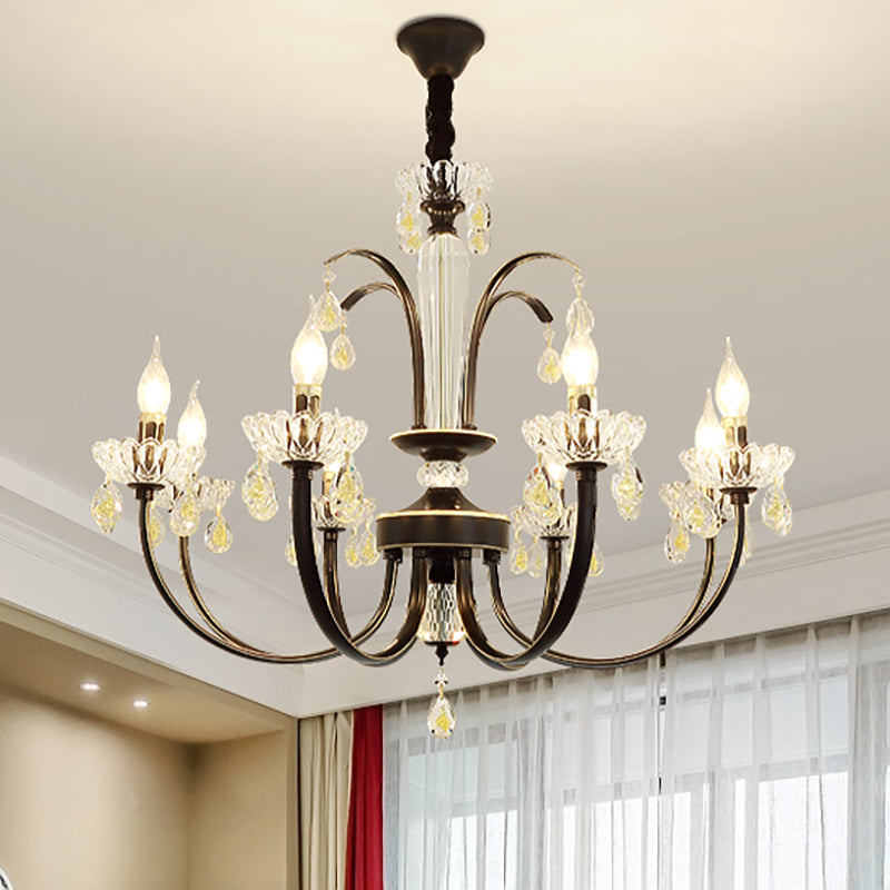 Traditional Metal Black Candle Ceiling Light - 6/8/10 Lights - Living Room Fixture