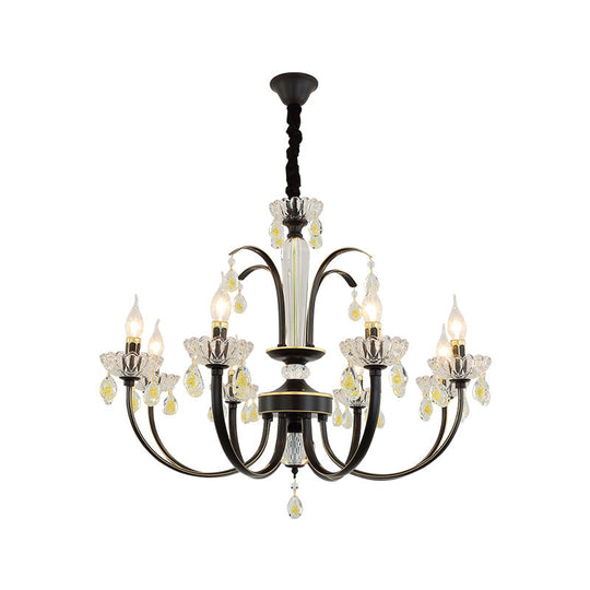 Traditional Metal Black Candle Ceiling Light - 6/8/10 Lights - Living Room Fixture
