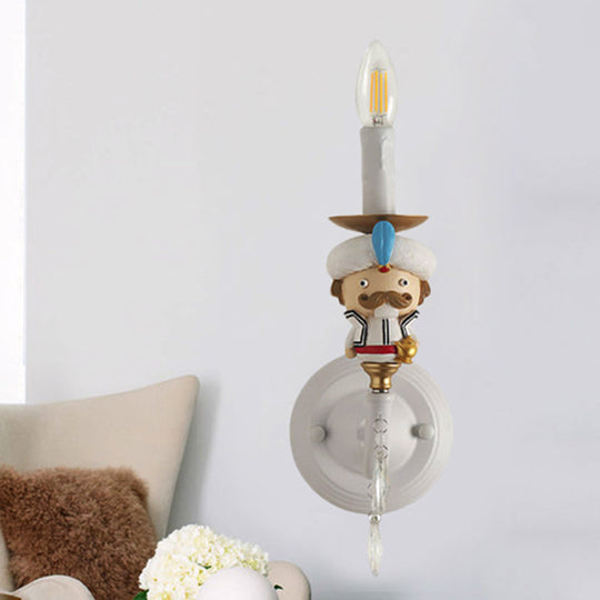 Cartoon Character Candle Wall Sconce - Modern Crystal Deco Resin Light for Kids Room