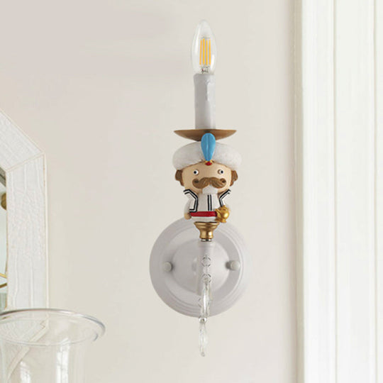 Cartoon Character Candle Wall Sconce - Modern Crystal Deco Resin Light for Kids Room