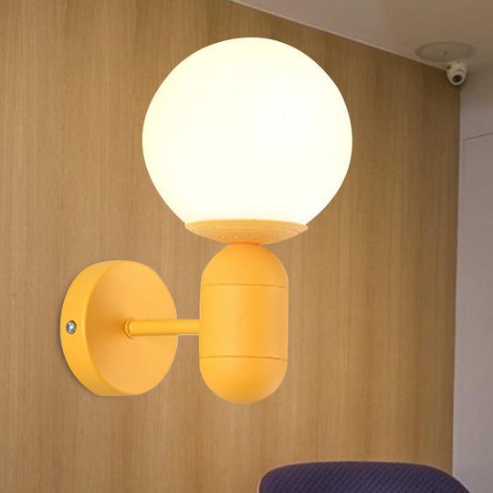 Modern 1-Light Metallic Wall Lamp with Orb Shade - Perfect for Balcony and Kitchen