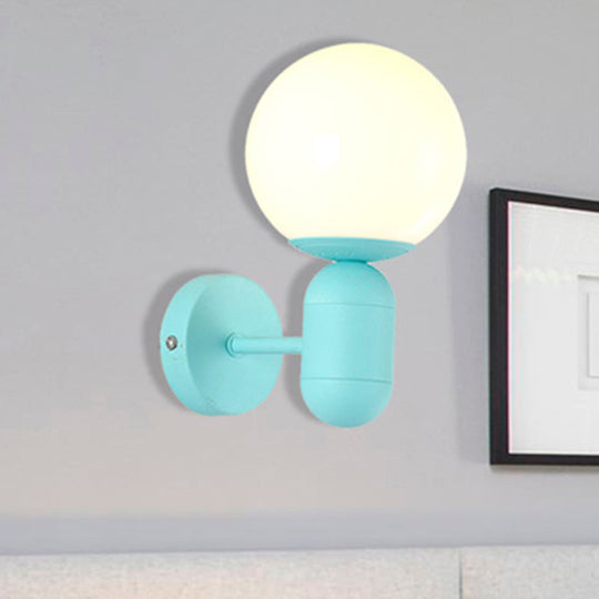 Modern 1-Light Metallic Wall Lamp with Orb Shade - Perfect for Balcony and Kitchen