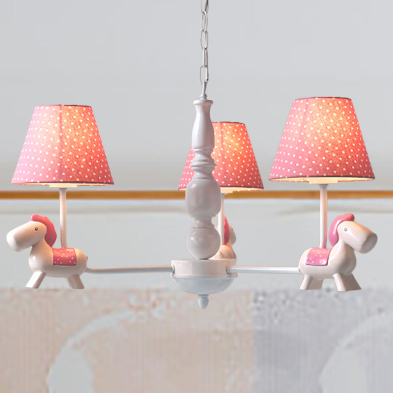 Darling Pony Chandelier: Metal Hanging Light with Dot Shade for Kindergarten Playrooms