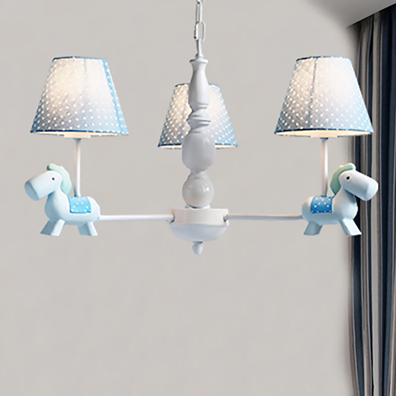 Darling Pony Chandelier: Metal Hanging Light with Dot Shade for Kindergarten Playrooms