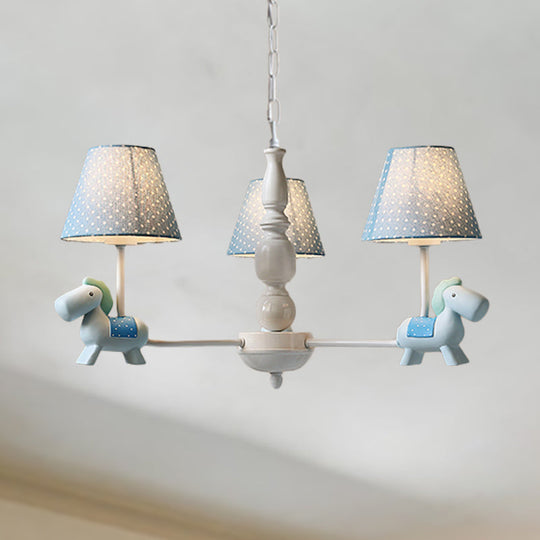 Darling Pony Chandelier: Metal Hanging Light with Dot Shade for Kindergarten Playrooms