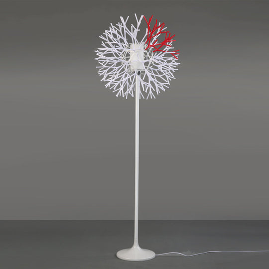 Modern Dandelion-Shaped Floor Lamp - Sleek Metal Design, 1 Head, Radiates Romantically in White for Living Room