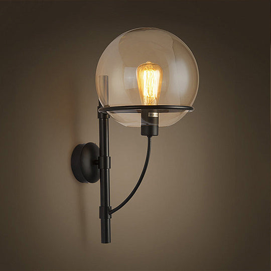 Industrial Black Clear Glass Wall Sconce Light Fixture for Coffee Shop