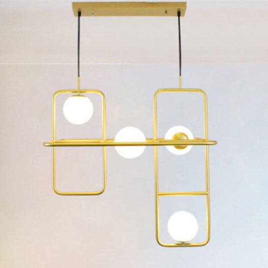 Modern Gold Crossed Rectangle Drop Chandelier - 2/3/4 Light Metal Pendant