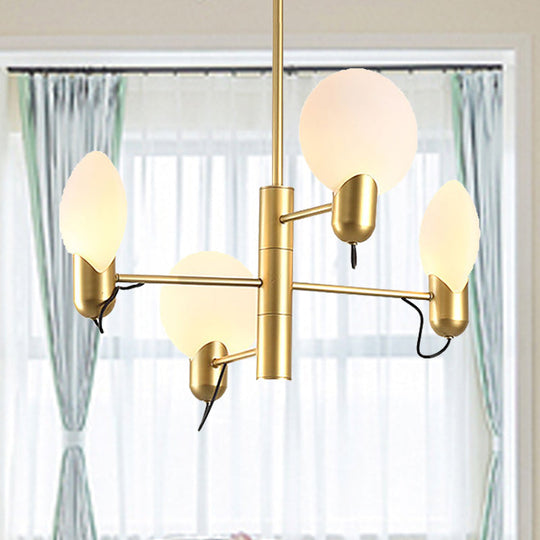 Modern Glass Shade Chandelier - Adjustable 4-Light Hanging Light Fixture in Black/Gold
