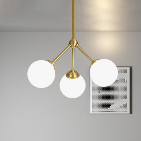 Gold Orb Shade Pendant Lamp: Modern Milk Glass Restaurant Light