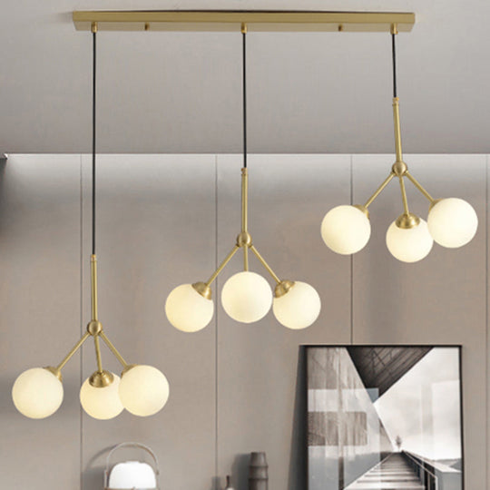 Gold Orb Shade Pendant Lamp: Modern Milk Glass Restaurant Light