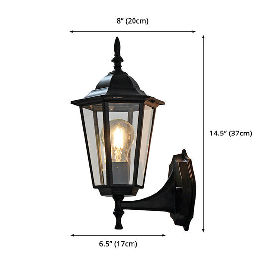 Outdoor Black Sconce Light with Traditional Clear Glass - One Light Kerosene Lighting Fixture