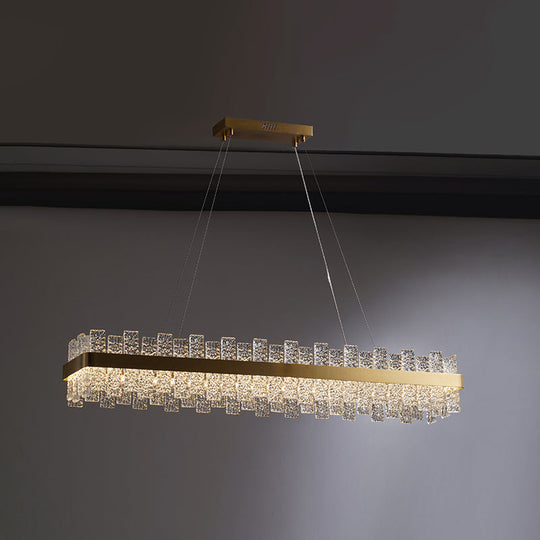 Modern Crystal Loop Pendant Light with Brass Finish and LED