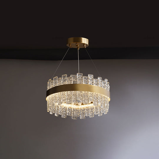 Modern Crystal Loop Pendant Light with Brass Finish and LED