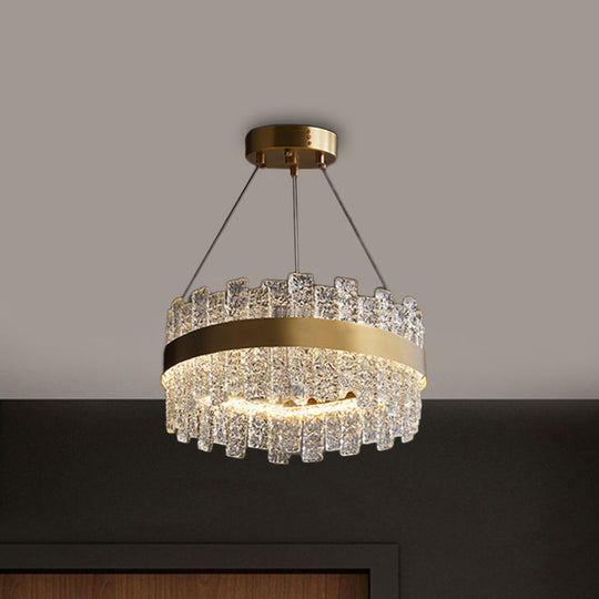 Modern Crystal Loop Pendant Light with Brass Finish and LED