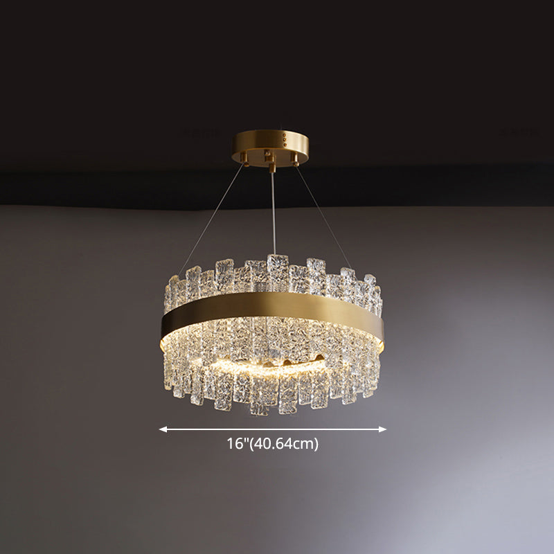 Modern Crystal Loop Pendant Light with Brass Finish and LED