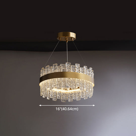 Modern Crystal Loop Pendant Light with Brass Finish and LED