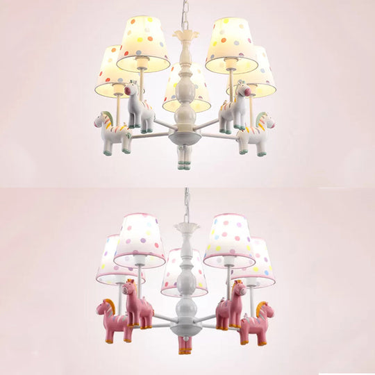 Whimsical Merry-go-round Chandelier: Cartoon Metal Hanging Light with 5 Bulbs for Game Room