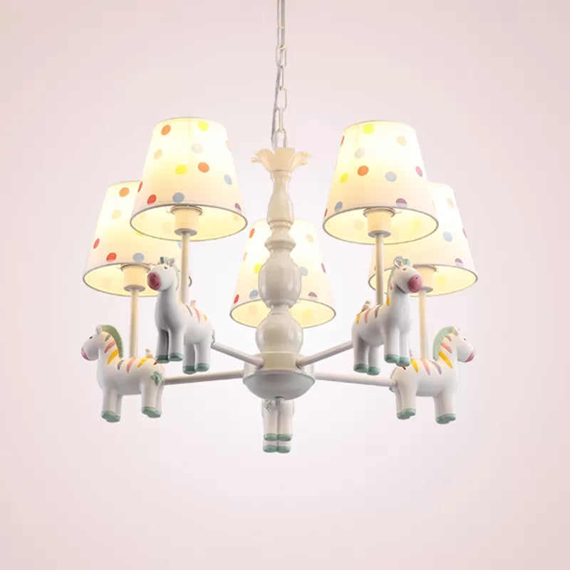 Whimsical Merry-go-round Chandelier: Cartoon Metal Hanging Light with 5 Bulbs for Game Room