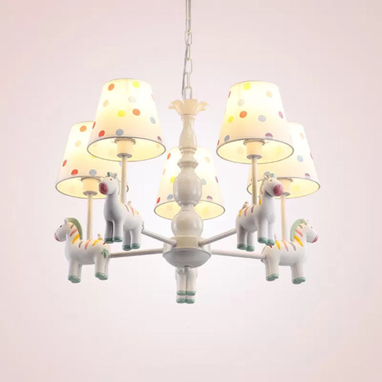 Whimsical Merry-go-round Chandelier: Cartoon Metal Hanging Light with 5 Bulbs for Game Room
