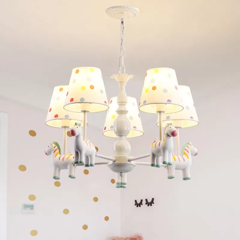 Whimsical Merry-go-round Chandelier: Cartoon Metal Hanging Light with 5 Bulbs for Game Room