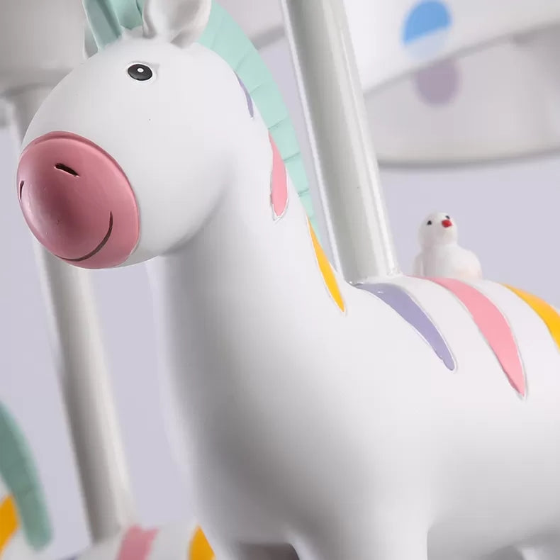 Whimsical Merry-go-round Chandelier: Cartoon Metal Hanging Light with 5 Bulbs for Game Room