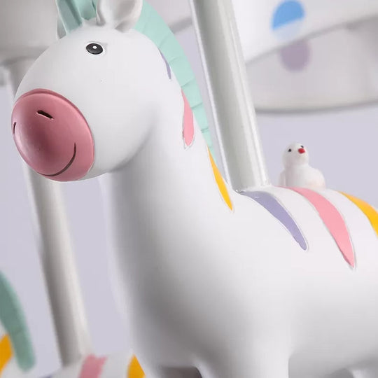 Whimsical Merry-go-round Chandelier: Cartoon Metal Hanging Light with 5 Bulbs for Game Room