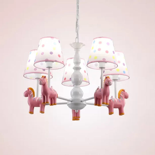 Whimsical Merry-go-round Chandelier: Cartoon Metal Hanging Light with 5 Bulbs for Game Room