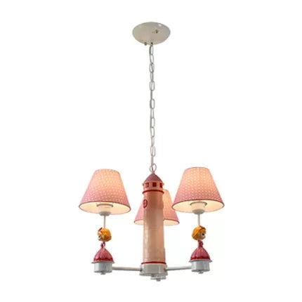 Modern Plaid Shade Chandelier with 3 Lights and Kid-Friendly Hanging Lamp – Perfect for Bedrooms
