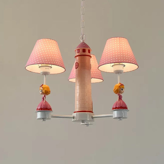 Modern Plaid Shade Chandelier with 3 Lights and Kid-Friendly Hanging Lamp – Perfect for Bedrooms