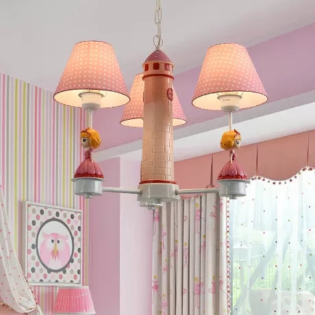 Modern Plaid Shade Chandelier with 3 Lights and Kid-Friendly Hanging Lamp – Perfect for Bedrooms