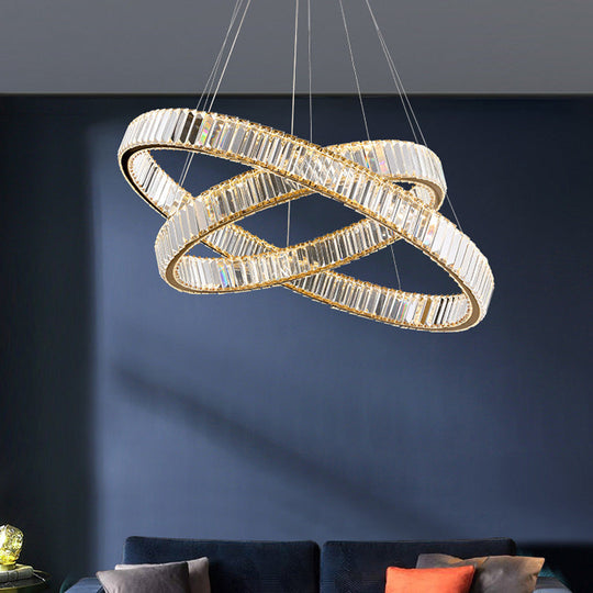 Contemporary LED Crystal Chandelier Pendant Light for Living Room
