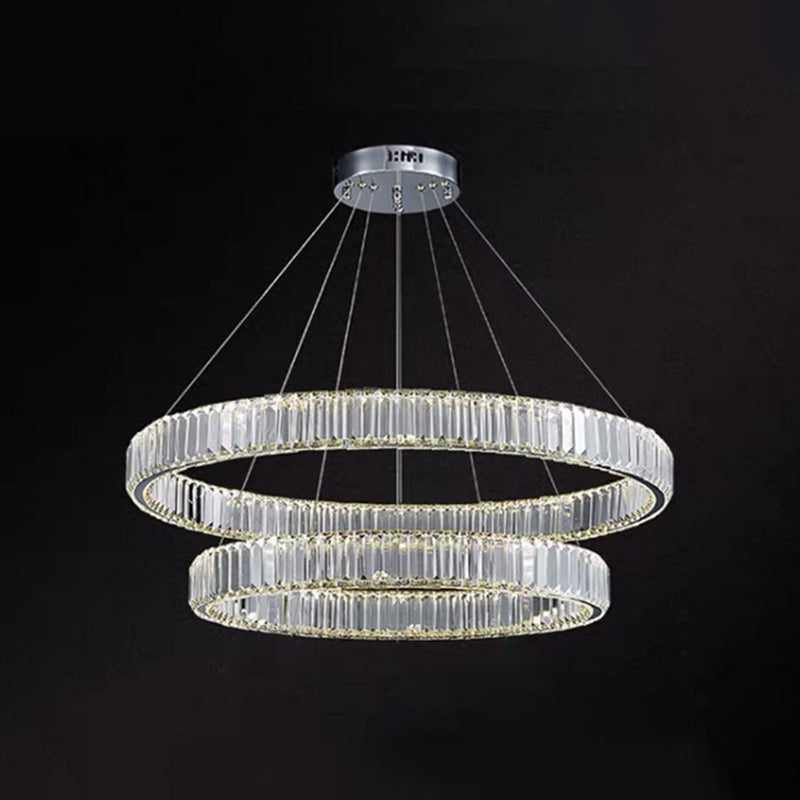 Contemporary LED Crystal Chandelier Pendant Light for Living Room