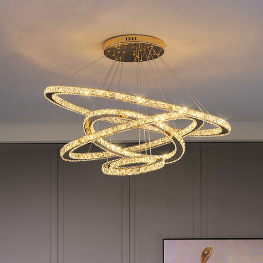 Modern Crystal Ring Pendant Light for Living Room