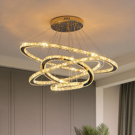 Modern Crystal Ring Pendant Light for Living Room