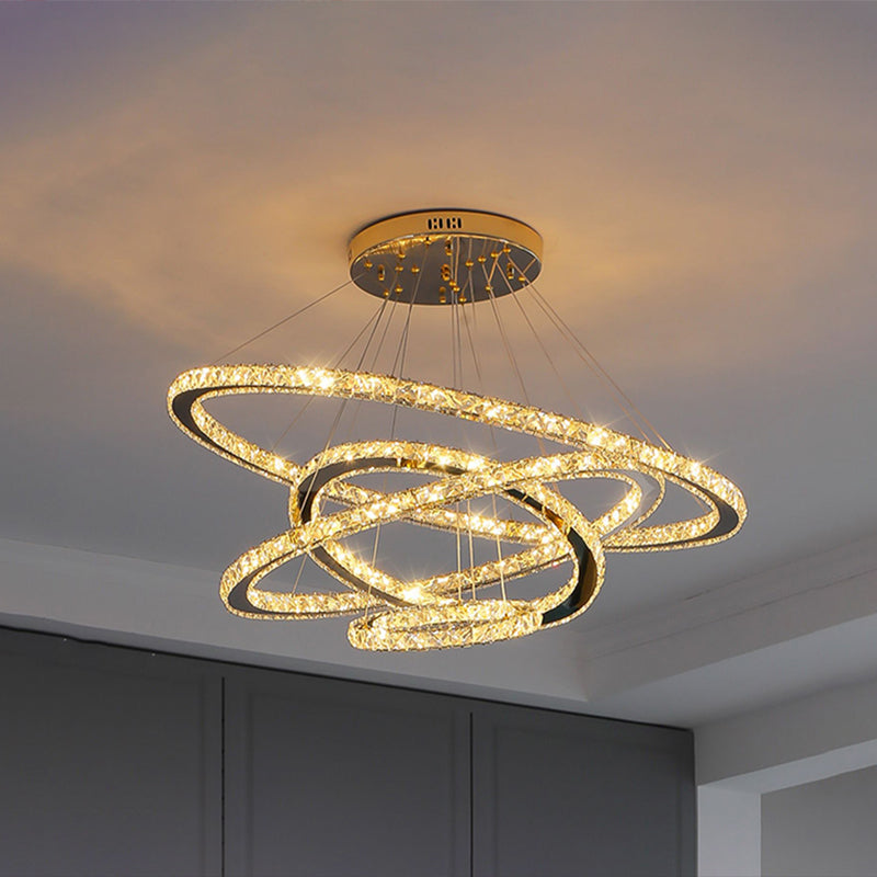Modern Crystal Ring Pendant Light for Living Room