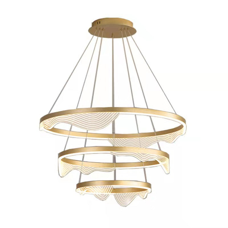 Stylish Lace-Adorned Metal Chandelier: Ultra-Modern Suspension Lighting for Living Room