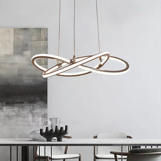 Modern Metal Strip Chandelier Pendant Light for Restaurants with Hanging Cord