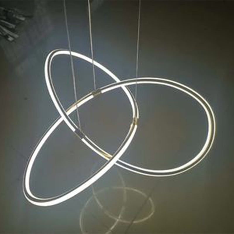 Modern Metal Strip Chandelier Pendant Light for Restaurants with Hanging Cord