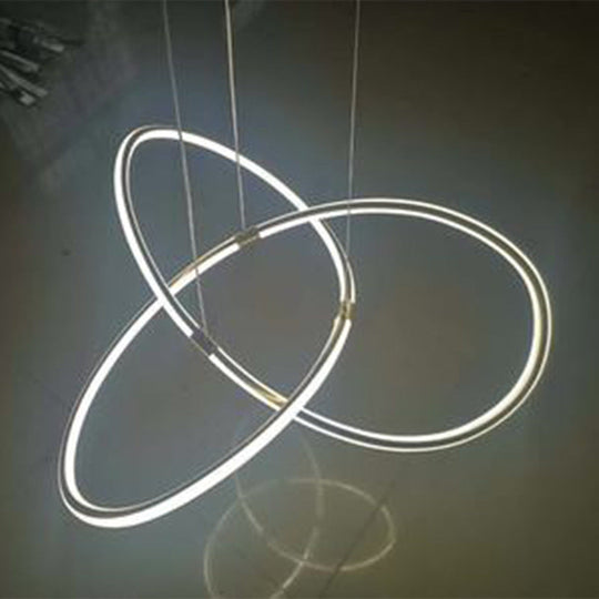 Modern Metal Strip Chandelier Pendant Light for Restaurants with Hanging Cord