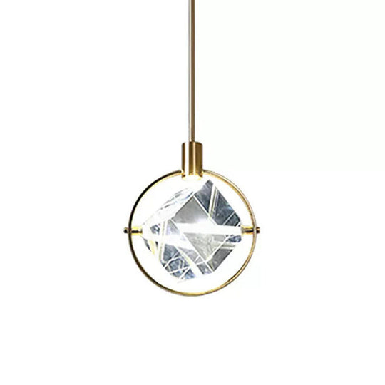 Contemporary LED Crystal Suspension Lamp - Elegant Gold Ring Pendant