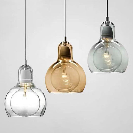 Contemporary Gourd Glass Pendant Light Fixture for Lounge
