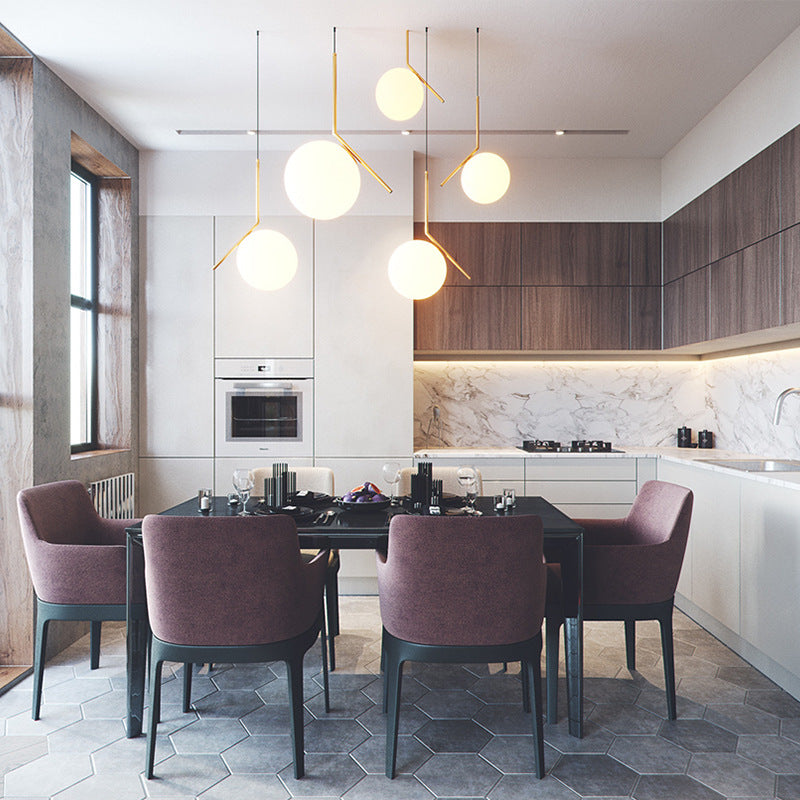 Mid Century Modern Glass Pendant Light - Sleek Hanging Fixture for Bedroom