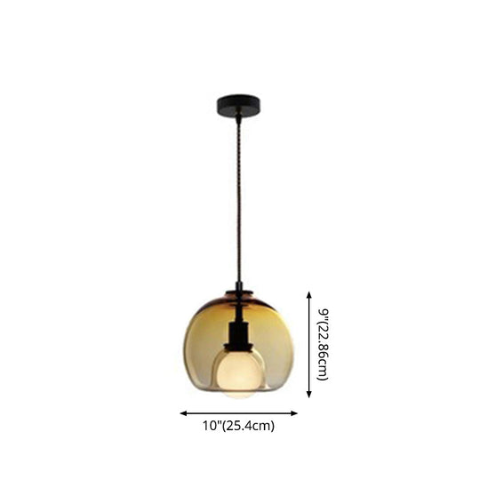 Contemporary Minimalist Glass Globe Pendant Light - Indoor Hanging Lamp