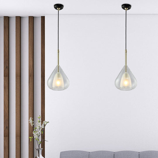 Modern Hanging Pendant Lights - Double Glass Teardrop Design - Ideal for Living Room